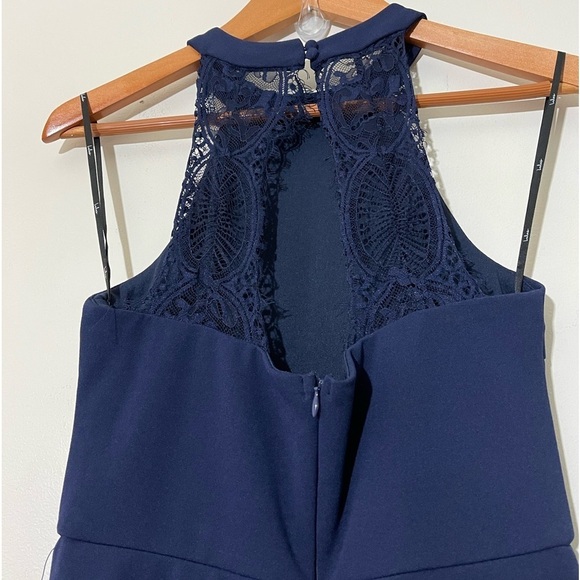 Lulus Joella Lace Halter Maxi Dress in Navy Blue Sz. Small NWT - Picture 10 of 13